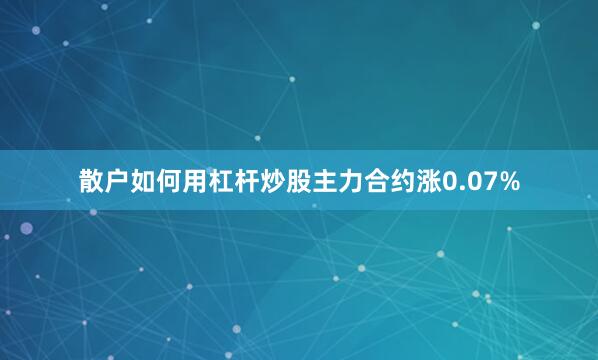 散户如何用杠杆炒股主力合约涨0.07%