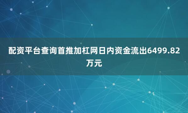 配资平台查询首推加杠网日内资金流出6499.82万元