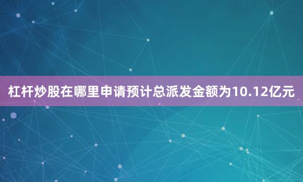 杠杆炒股在哪里申请预计总派发金额为10.12亿元